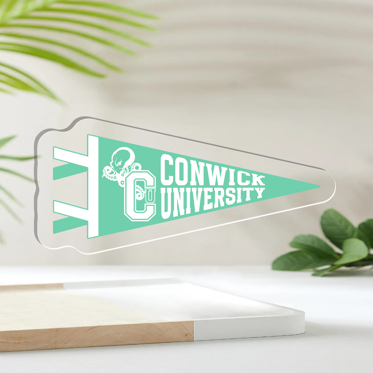 Conwick U Pennant Flag Acrylic Pin (Green)