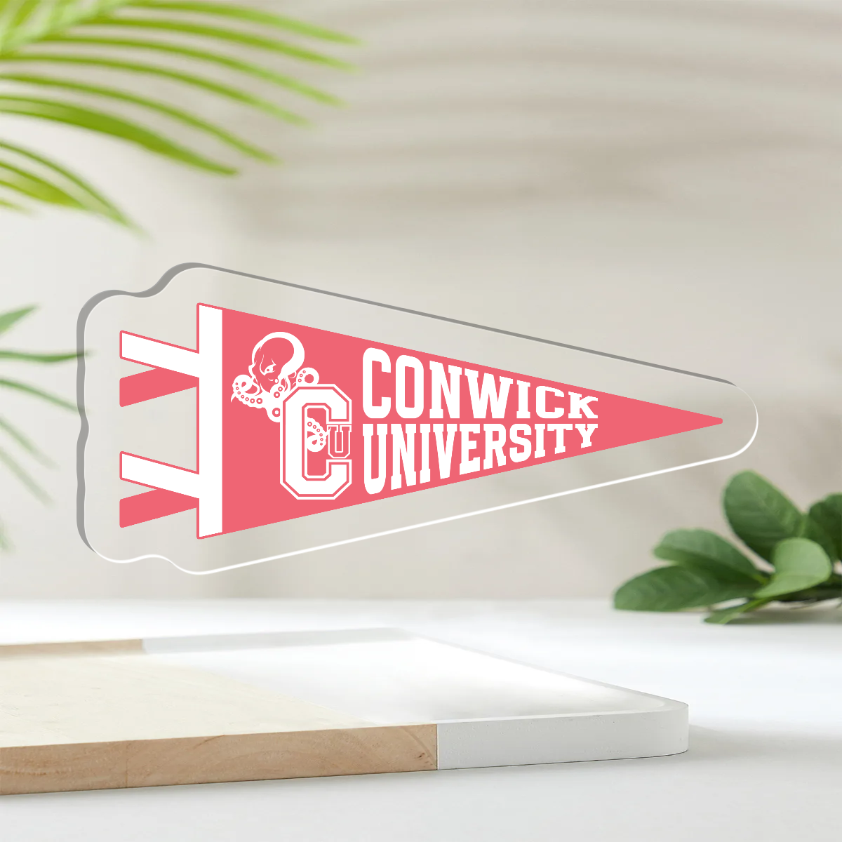 Conwick U Pennant Flag Acrylic Pin (Pink)