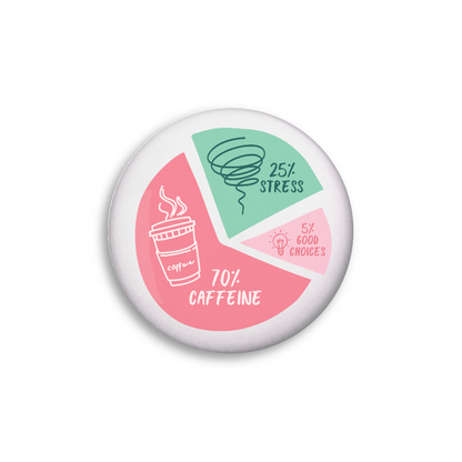 70% Caffeine, 25% Stress, 5% Good Choices Button Pin