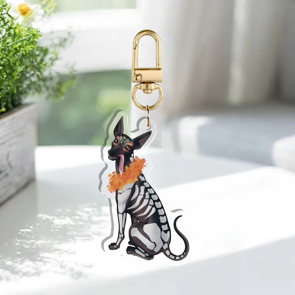 Xolo Acrylic Keychain (Día de los Muertos)