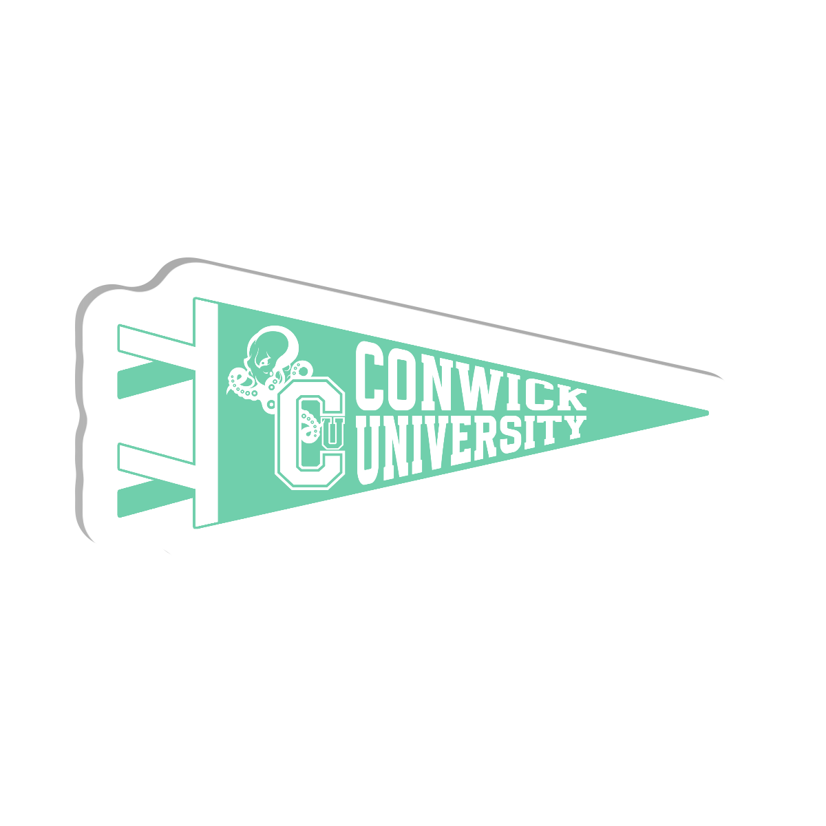 Conwick U Pennant Flag Acrylic Pin (Green)