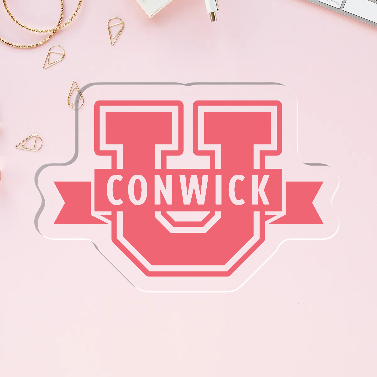 Conwick U Logo Acrylic Pin (Pink)